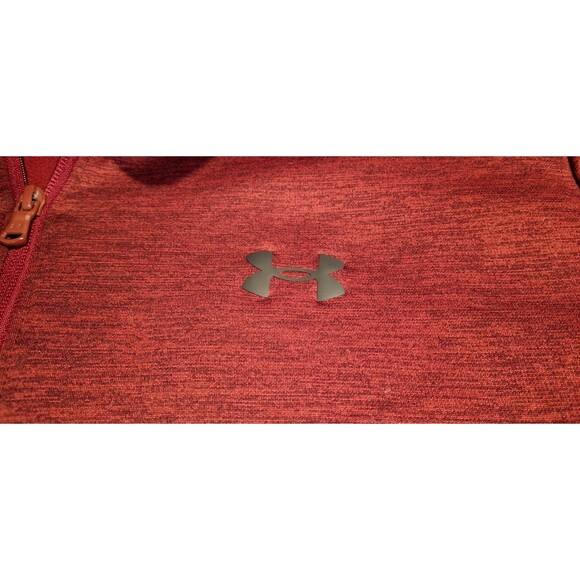 Under Armour Fleece Quarter Zip Pullover Mens Medium Red Golf UA Loose ColdGear - Picture 6 of 8